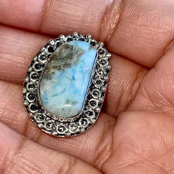 Caribbean Larimar Ring Size 7 1/4 Blue - Image 2