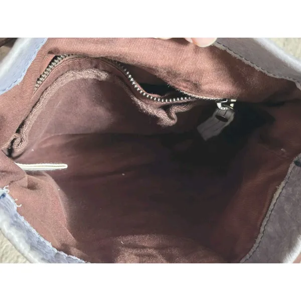 Vintage Lucky Brand Crossbody Bag Leather Purse Gray Brown Accents - Image 6
