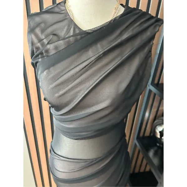 ZARA NWT MIXED TULLE DRESS SIZE MEDIUM LONG DRESS black sexy dress - Image 2