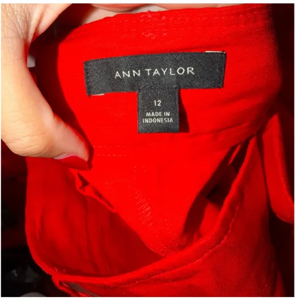 Ann Taylor Strapless Linen Red Two-Piece Pants Set - Image 5