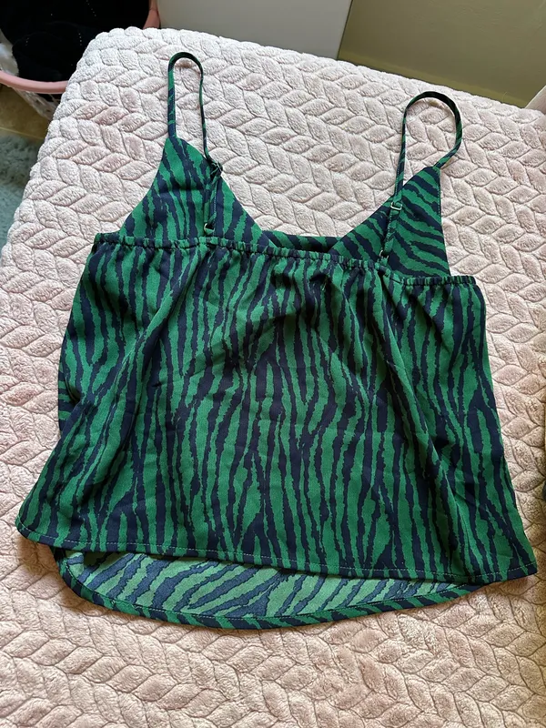 Nasty Gal Green Zebra Print Cowl Neck Slip Tank Top - Image 3