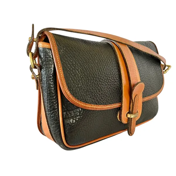 Vintage Dooney & Bourke Black AWL British Tan Leather Equestrian Shoulder Bag - Image 10