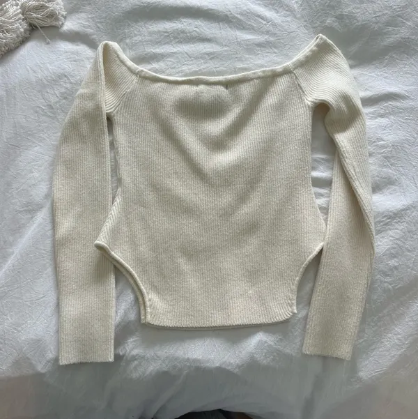 cream knit off the shoulder top - Image 2