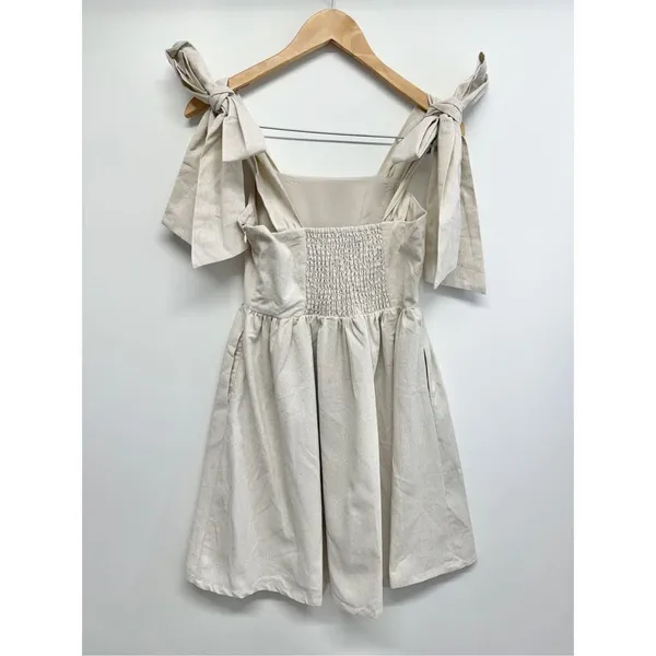 MIOU MUSE Dress Size Small Bow Tie A-Line Mini Linen Blend NWT‎ - Image 5
