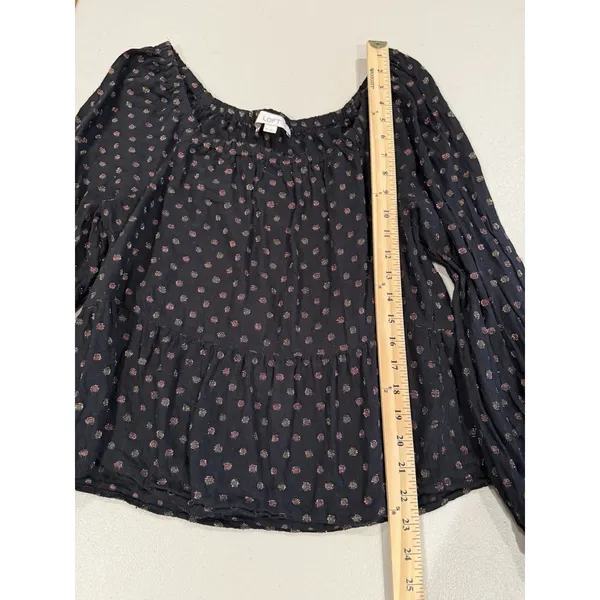 Loft Blouse Womens Medium On/Off Shoulder Polka Dot Cotton Travel Vacation - Image 5