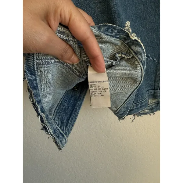 Vintage Nautica Denim Vest Raw Hem Women's Size 12 Biker‎ Collared Pockets 90s - Image 4