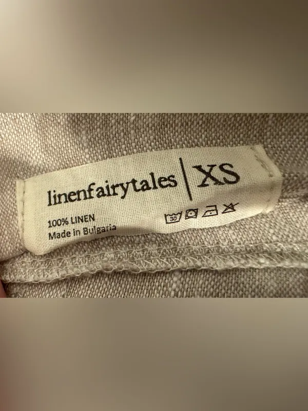Linen Fairytales 100% Linen Oatmeal Overalls Jumpsuit XS Lantern Leg Lagenlook - Image 8