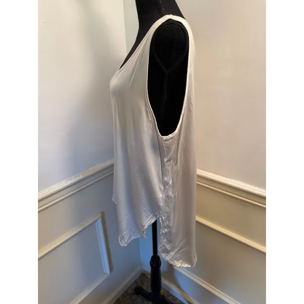 PJ Harlow "Jackie" Satin High-Low Cami Tank Top Silk Blend Quiet Luxury Layer - Image 3
