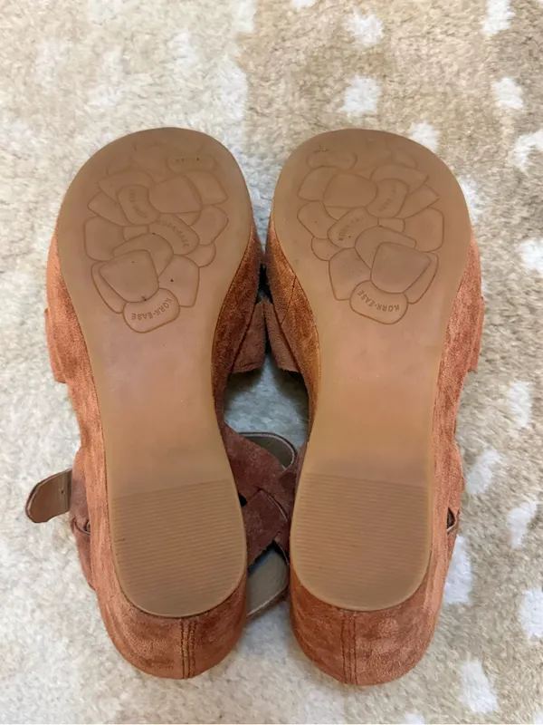 Kork-Ease K3780 Suede Cork Platform Wedge Sandals Cognac Brown Women’s 6M - Image 10