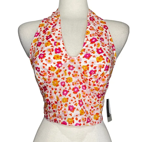 BP NWT Orange/Red/White Floral Halter Top - Image 2