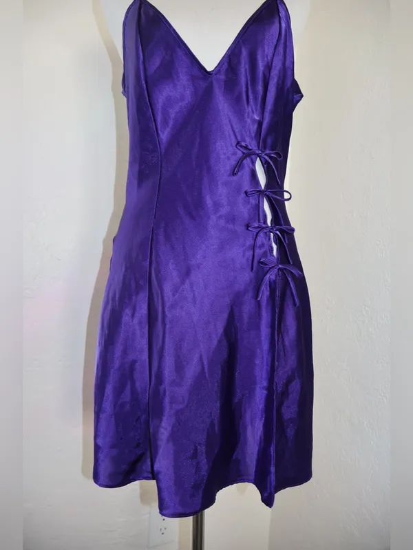 Vintage Fredericks of Hollywood Liquid Satin Lingerie Slip Small Deep Purple - Image 4