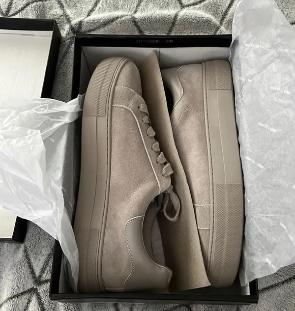 Steve Madden x Winnie Harlow All Now Grey Suede Sneakers - Image 2