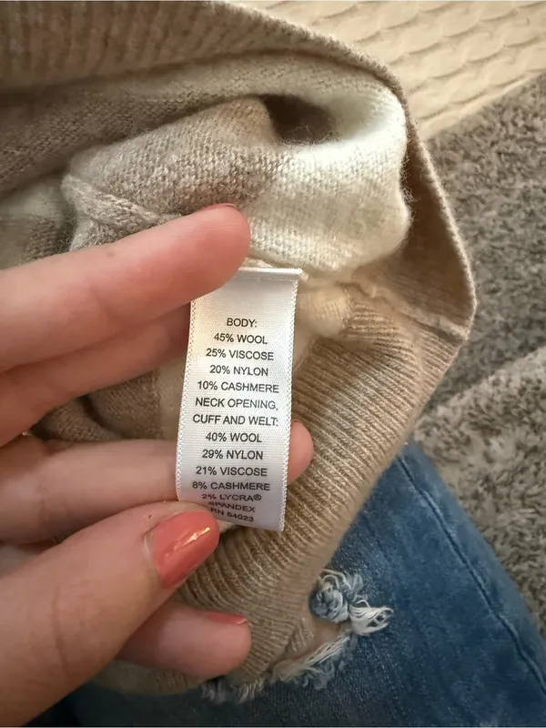Banana Republic Striped wool blend Crewneck Sweater in Taupe and Cream - Image 4