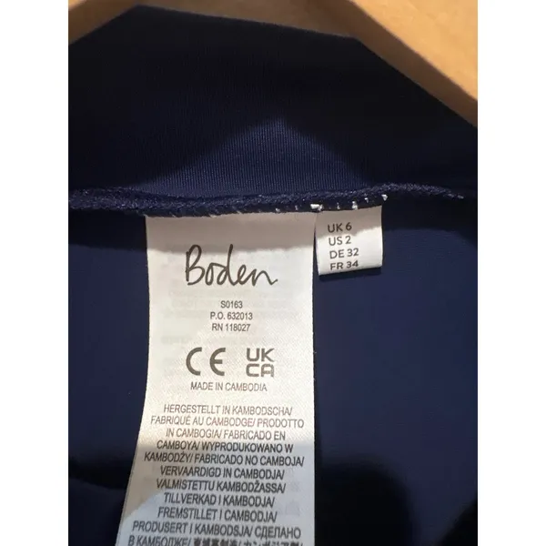 Boden Womens Navy Blue Neon Pink Quarter Zip Cap Sleeve Rash Guard Top Size 2 - Image 2