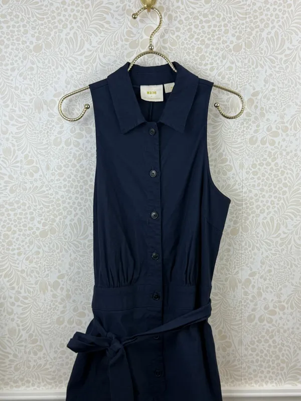 Maeve by Anthropologie Navy Halter Button-Front Sleeveless Jumpsuit - Size - 12 - Image 5