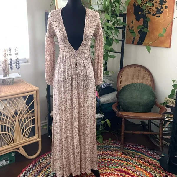 Free People Intimately Kadence Dusty Floral Boho Hippie Kimono Maxi Duster Robe - Image 2