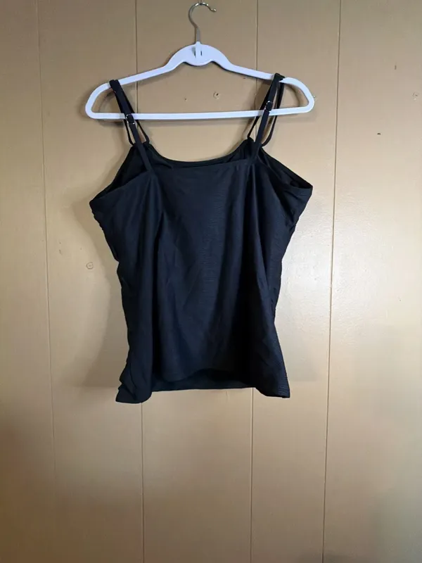 Swim Solutions Tunnel Scoop Tankini Top Black Size 16 - Image 2