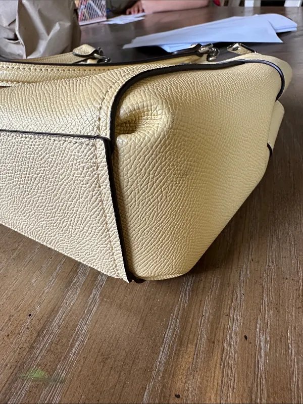 Coach Pebbled Leather Satchel Bag in Beige - Image 12