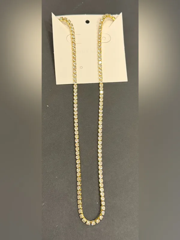 Mint Lilly 3mm Tennis Necklace 18k Gold Plated / 18" NWT - Image 4