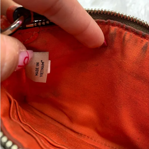 COACH Brown and Orange Coated Canvas Wristlet - Image 5