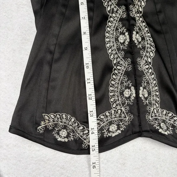 VTG Charlotte Russe Corset Top Women's L Black Embroidered Witch Whimsygoth Y2K - Image 5