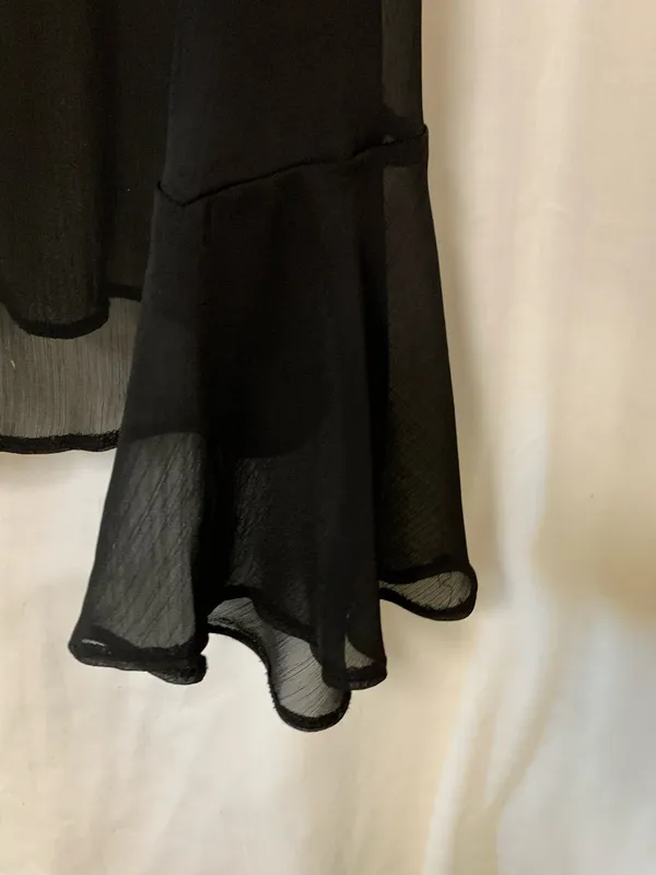 Bar III Sheer Black Blouse Long Sleeve Ruffled Sz L - Image 5