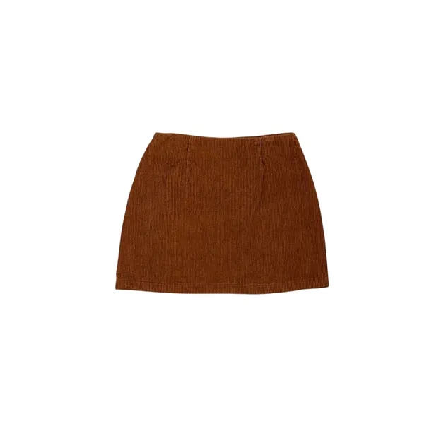 Lulus Katherina Rust Brown Western Country Button Front Corduroy Skirt Size XS - Image 3