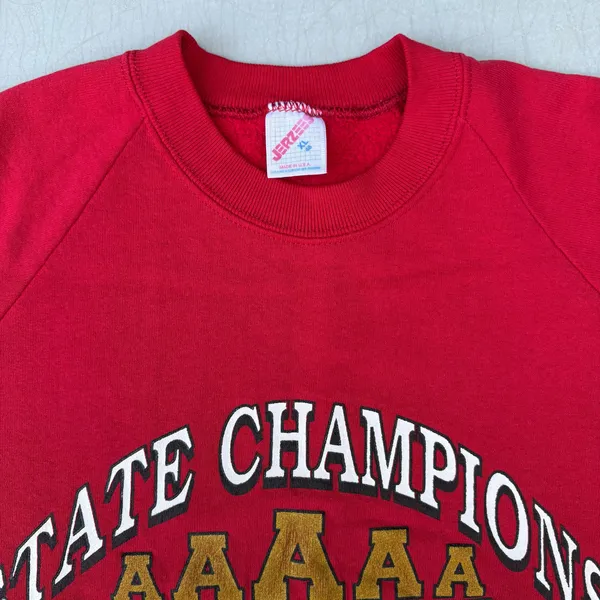 Jerzees Vintage 90s Liberal Redskins State Championship Red Crewneck Sweatshirt Sweater - Image 3