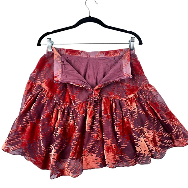 Y2K Urban Outfitters Vera Crushed Velvet Mini‎ Skirt Size S Tiered A-Line Flowy - Image 6