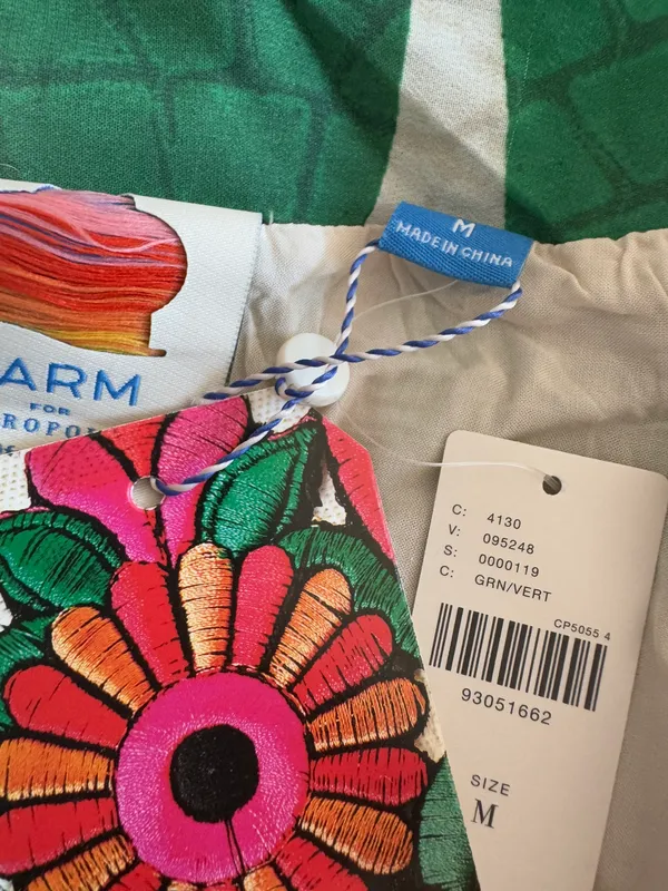 Farm Rio Square Neck Pleated A-Line Maxi Dress, Size M - Image 12