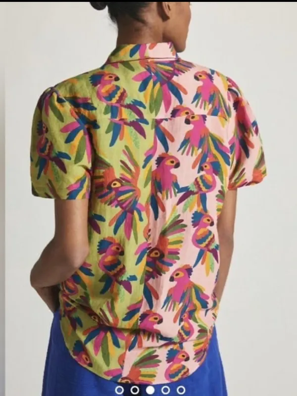 Farm Rio Tropical Linen Blend Surf Shirt Button Down Top - Image 2