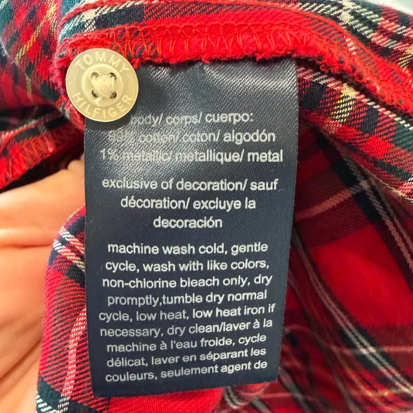 NWT Tommy Hilfiger Red Plaid Button Down Shirt Size M - Image 5