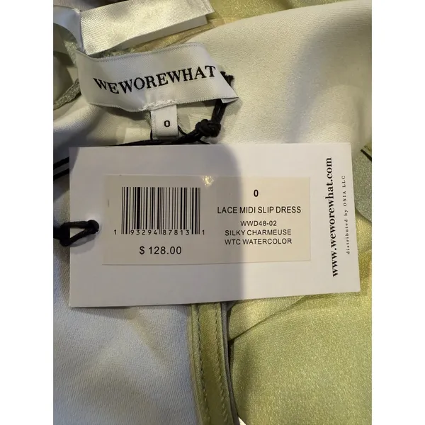 NWT WeWoreWhat Lace Silky Charmeuse Midi Maxi Slip Dress 0 Gold Ombre Watercolor - Image 9