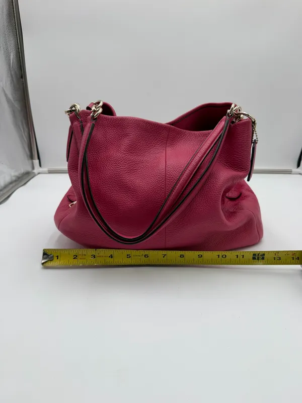 Coach F35723 Pink Pebbled Leather Shoulder Bag Hobo Gold Hardware - Image 7