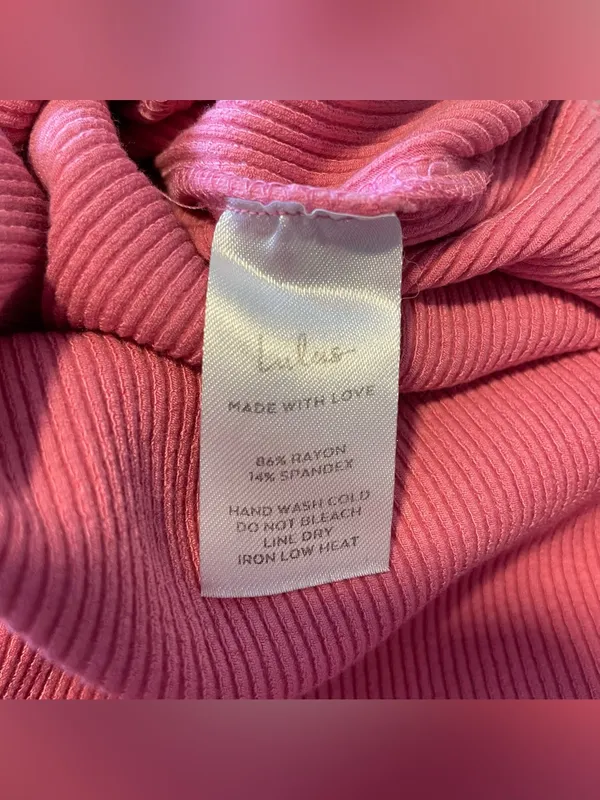 Lulus Ribbed Side Slit Midi Skirt, Pink, Size S, NWOT - Image 4