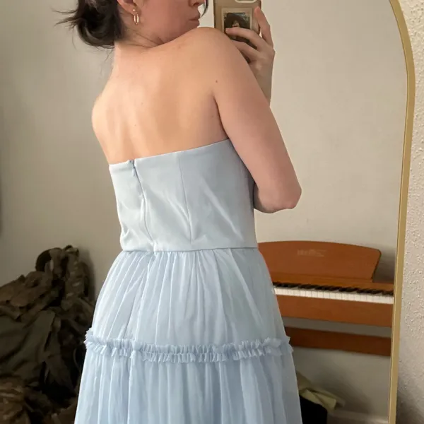 French Connection Strapless Pale Blue Dress - Image 4