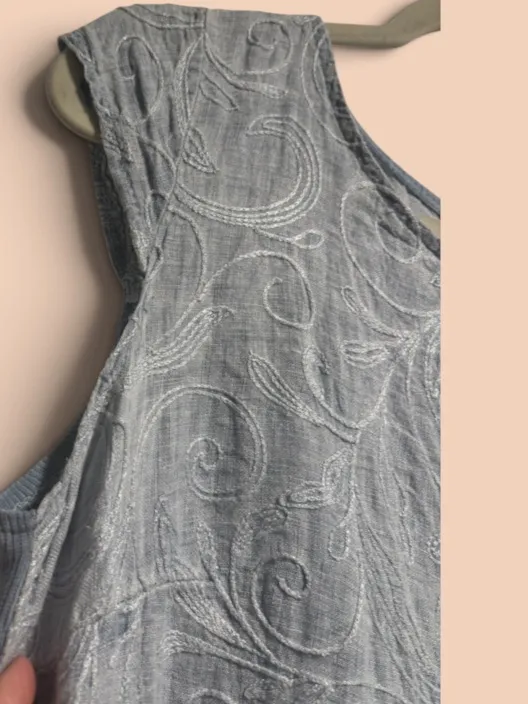 Lina Tomei Made in Italy 100% Linen Embroidered Shift Dress – Large - Image 6