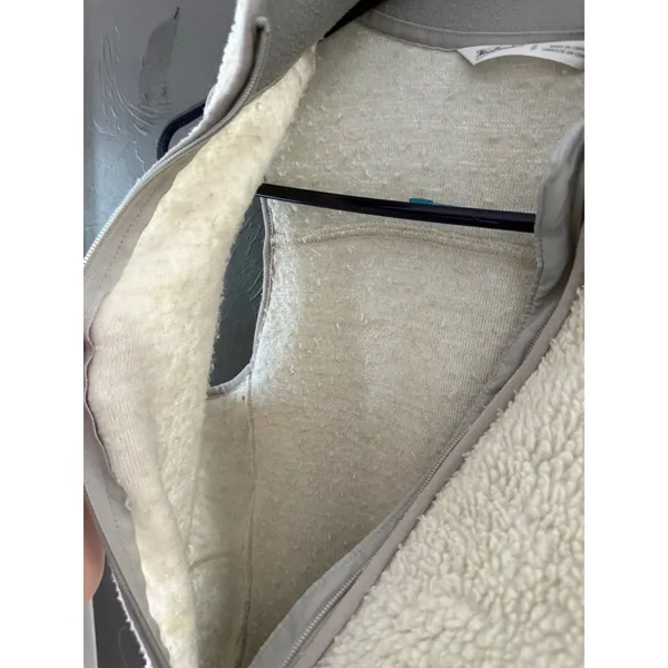 Woolrich Womens Ecru Heather Sherpa Fleece Full Zip Vest‎ Small 18555 Cream - Image 3