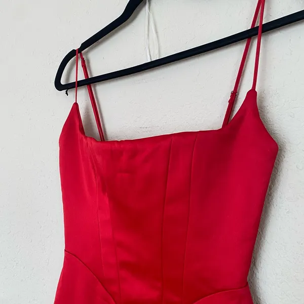 HOUSE OF CB 'Olivette' Red Rose Satin Corset‎ Maxi Dress NWOT size XS - Image 8