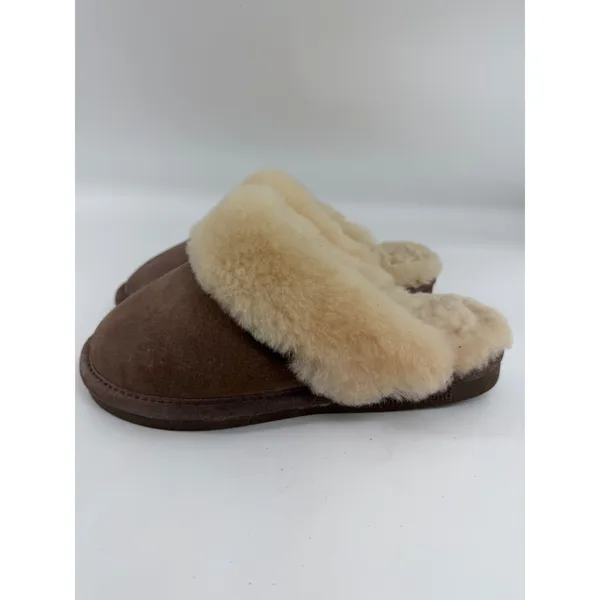 Old Friend Women Scuff Suede Sheepskin Slippers Chestnut Brown Size 6M - Image 3