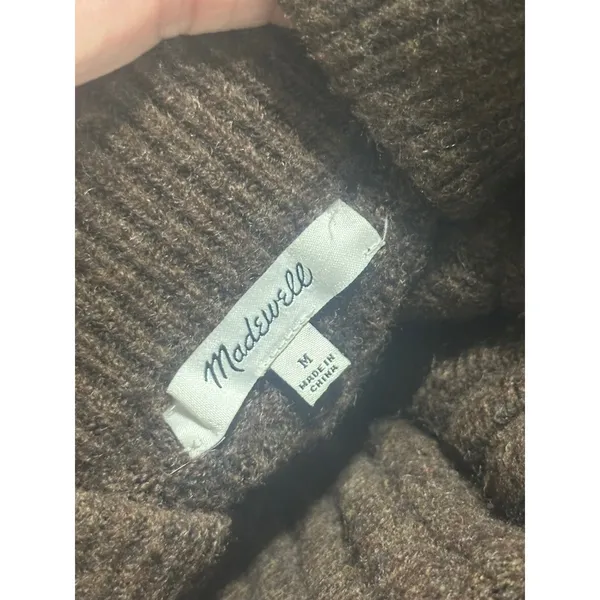 Madewell Elsmere Pullover Sweater Heather Brunette Brown Ribbed NC650 Medium - Image 8