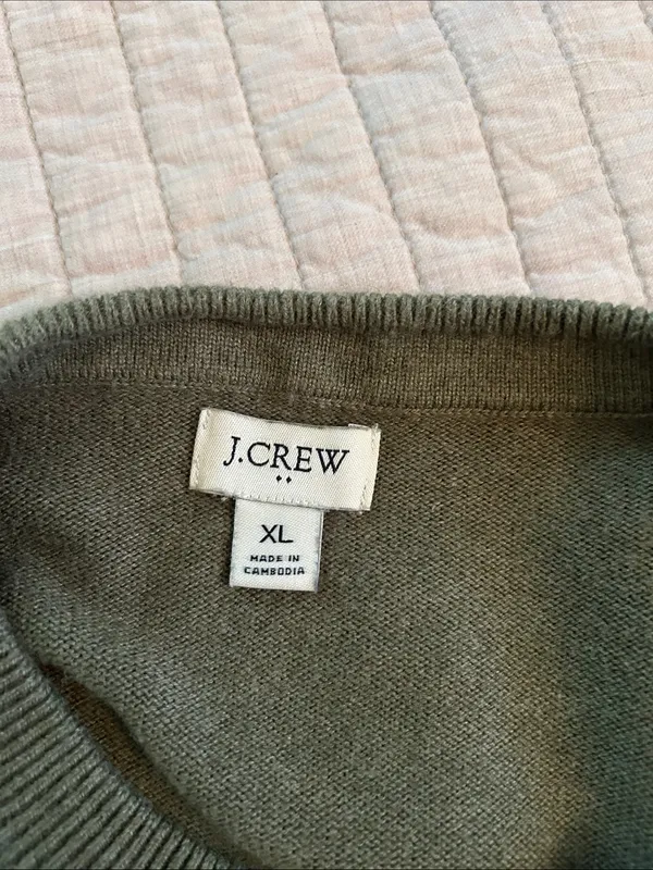 J. Crew olive green drop shoulder, cotton, classic crewneck sweater XL - Image 9