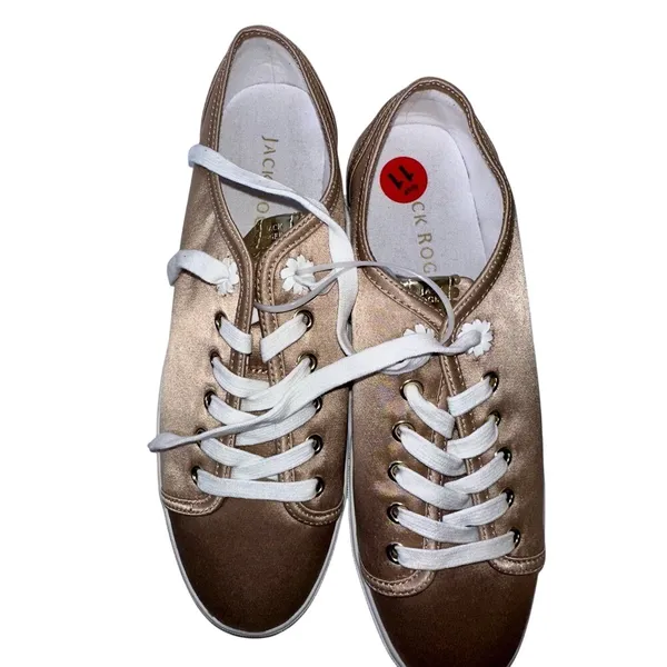 NEW without box JACK‎ ROGERS Metallic shoes with Floral Trim Women's 9.5 - Image 3