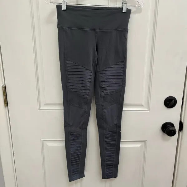 ALO Yoga Charcoal gray Ribbed moto Leggings size xxs‎ - Image 4