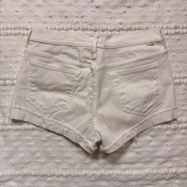 Mother The Rascal Slit Flip Short Glass Slipper White Denim Frayed Hem Size 28 - Image 2