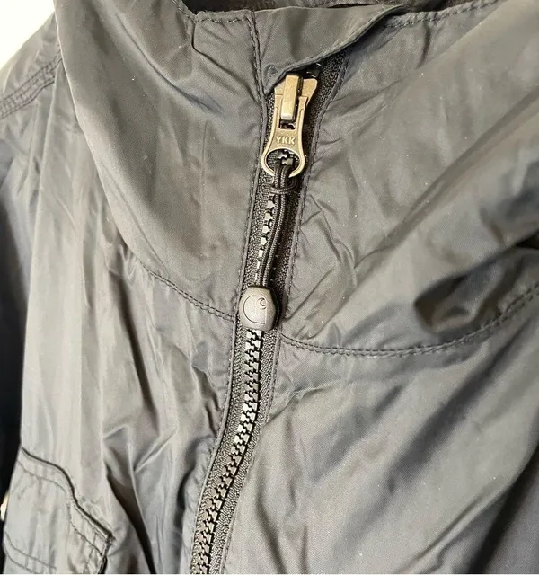 Carhartt Fleece Lined Hooded Full Zip Nylon Coat Black Size XL - Image 3