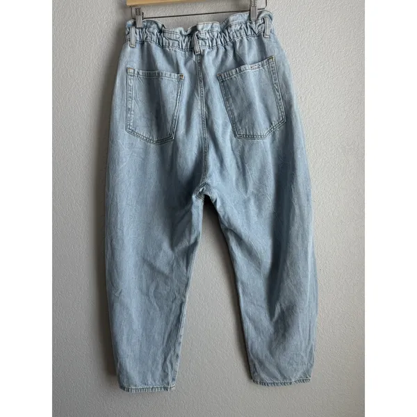 ZARA Women's Size 10 Ultra‎ High Waisted Paper Bag 90's Y2K Barrel Denim Jeans - Image 11