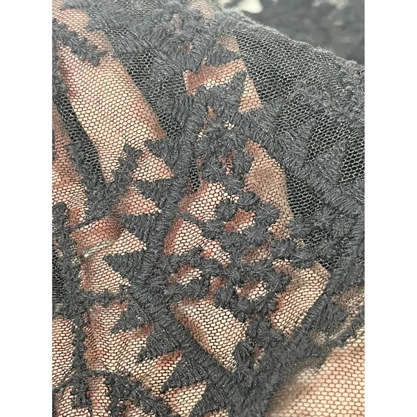 Maurice Black Lace Sheer‎ Women Tunic Top 3/4 Sleeve Layering Boho Chic M - Image 9