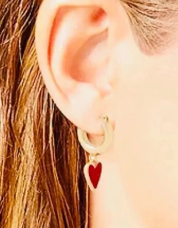 Betsey Johnson NWT red heart huggie hoop earrings - Image 2