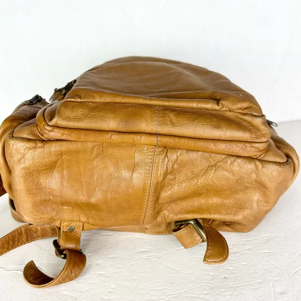 Vintage Sol Leather Backpack Purse Multi Pocket Supple Travel Unisex - Image 5